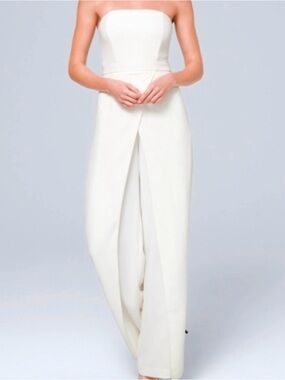 White House Black Market Strapless White Jumpsuit